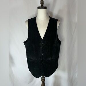 NRA Authentic Gear Men’s Lg Concealed Carry Black Leather Suede Lined Biker Vest
